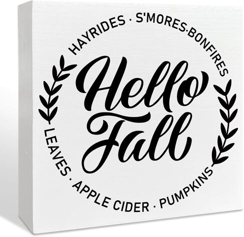 Fall Decor Wooden Box Sign, Fall Truck Pumpkin Buffalo Plaid Maple Table Decor Thanksgiving Harvest Autumn Decoration Home Office Room Kitchen Fall Sign Decor, Hello Fall in Kuwait