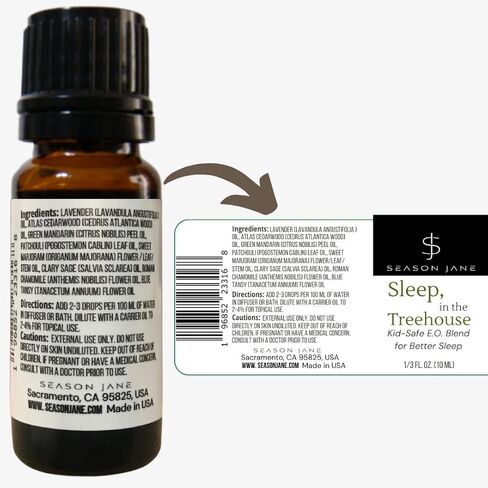 موسم جين سين في Treehouse 10 مل (1/3 أوقية). Kid Safe Smarent Oil Blend من أجل نوم أفضل. رائحة العشبية الطازجة والترابية. صنع في الولايات المتحدة. in Kuwait