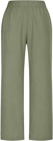 Linen Pants for Seniors Clothing 2025 Summer Fashion High Waisted Straight Leg Women's Trouses Crop Cotton Linen Pant in Saudi Arabia