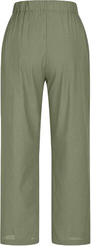 Linen Pants for Seniors Clothing 2025 Summer Fashion High Waisted Straight Leg Women's Trouses Crop Cotton Linen Pant in Saudi Arabia