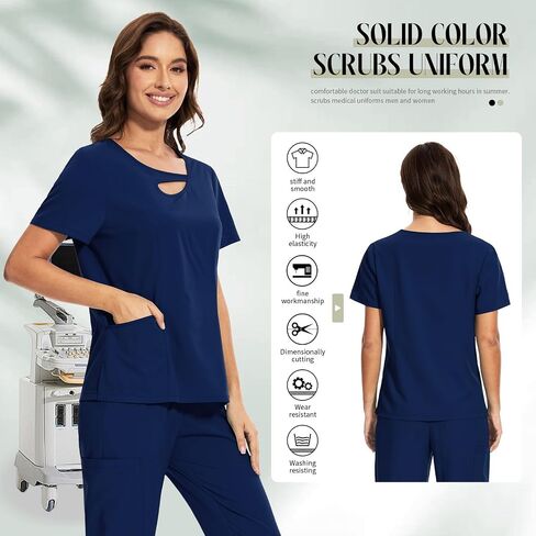 مجموعة Niaahinn Scrub للنساء تصميم جديد الرقبة 4 Way Stretch Top & Jogger Pant مع جيوب in Saudi Arabia