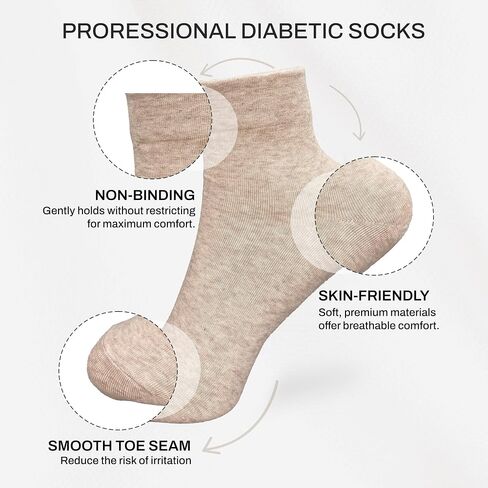 Women's Diabetic Socks – 6 Pairs, Non-Binding, Soft Cotton, Comfort Fit, Breathable & Trendy, Made in Korea, Size 5-9 in Saudi Arabia