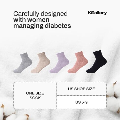 Women's Diabetic Socks – 6 Pairs, Non-Binding, Soft Cotton, Comfort Fit, Breathable & Trendy, Made in Korea, Size 5-9 in Saudi Arabia