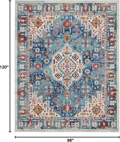 Nourison Passion Bohemian Ivory/Multi 2'2" x 7'6" - سجادة، سهلة التنظيف، لا تساقط، غرفة النوم، غرفة المعيشة، غرفة الطعام، المطبخ (2x8) in Kuwait