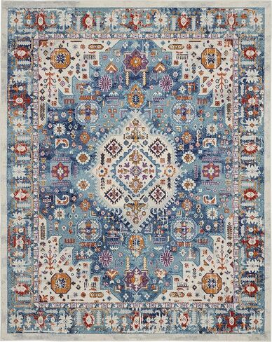 Nourison Passion Bohemian Ivory/Multi 2'2" x 7'6" - سجادة، سهلة التنظيف، لا تساقط، غرفة النوم، غرفة المعيشة، غرفة الطعام، المطبخ (2x8) in Kuwait