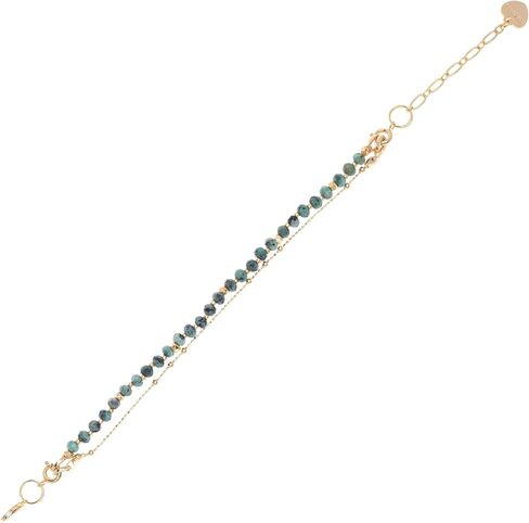 Double Strand Bead and Gold Tone Brass Stacked Birthday Bracelet, 6.75" +2" Extender- Choice of Month and Colors in Kuwait