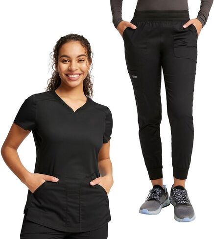 Scrub Scrub Scrub Cherokee Scrub Scrub Top WW601 ، مع سروال ركض منتصف الصعود WW115 in Saudi Arabia