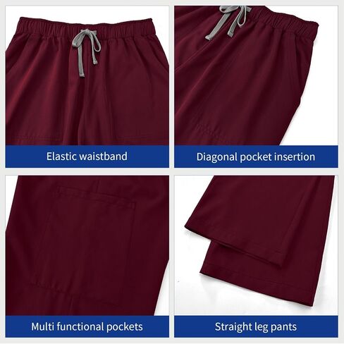 niaahinn Scrubs for Women Set - Stretch Scrub Top & Cargo Pants with Multi Pocket in Saudi Arabia