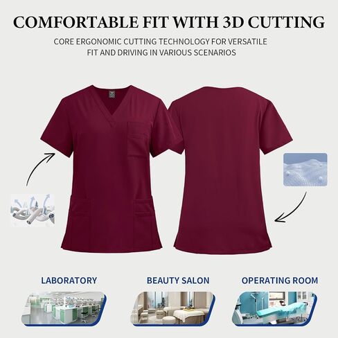 niaahinn Scrubs for Women Set - Stretch Scrub Top & Cargo Pants with Multi Pocket in Saudi Arabia