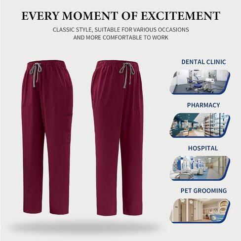niaahinn Scrubs for Women Set - Stretch Scrub Top & Cargo Pants with Multi Pocket in Saudi Arabia