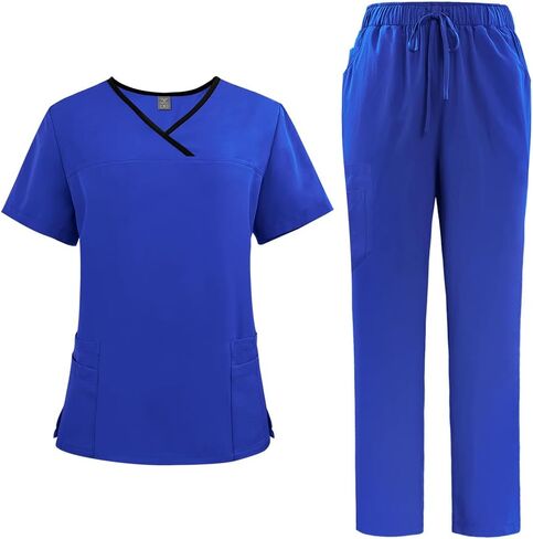 Niaahinn Scrubs for Women Set - Scrub Scrub Top & Cargo Pants with Multi Pocket in Saudi Arabia
