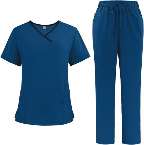 niaahinn Scrubs for Women Set - Stretch Scrub Top & Cargo Pants with Multi Pocket in Saudi Arabia