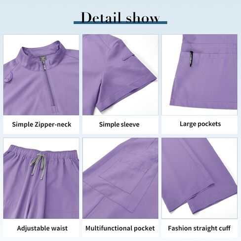 niaahinn Scrubs for Women Set - Stretch Scrub Top & Cargo Pants with Multi Pocket in Saudi Arabia