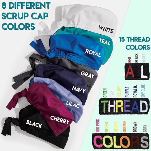 Personalized Embroidered Unisex Scrub Cap w/Medical Specialty ICON & Name, Text, 6 Fonts - Surgical Cap for Women, Men in Kuwait