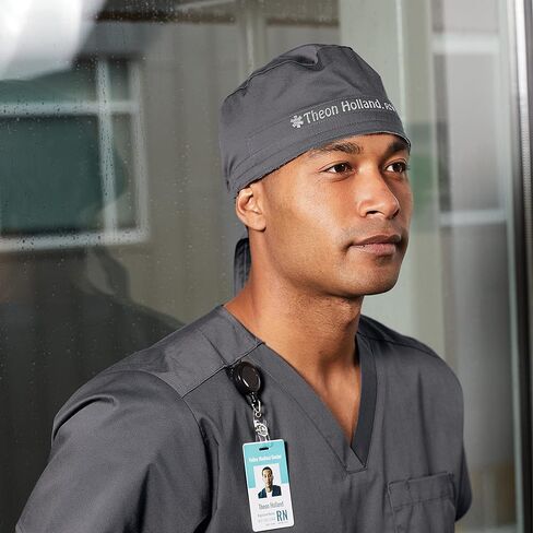 Personalized Embroidered Unisex Scrub Cap w/Medical Specialty ICON & Name, Text, 6 Fonts - Surgical Cap for Women, Men in Kuwait