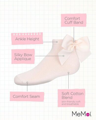 MeMoi Girls Bow-on-Back Cotton-Rich Anklet Sock in Saudi Arabia