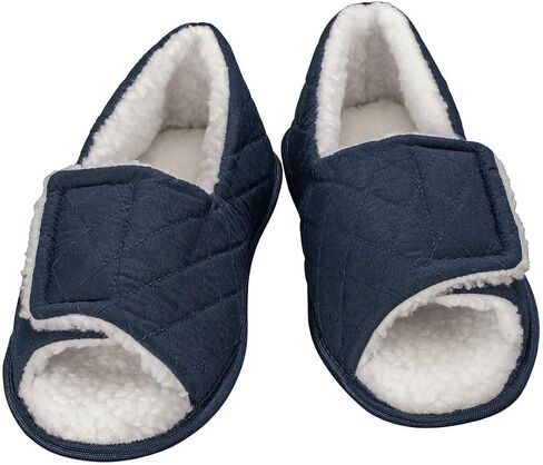Fox Valley Traders Silver StepsTM Open Toe Edema Slippers Mens, Navy Blue in Saudi Arabia