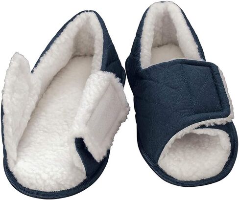 Fox Valley Traders Silver StepsTM Open Toe Edema Slippers Mens, Navy Blue in Saudi Arabia
