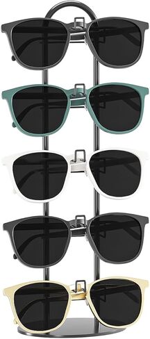 المنظم المعدني للنقامة الشمسية ، حامل نظارات ، حامل نظارات ، تخزين النظارات الشمسية ، إطار رف معدني لـ 5 أزواج (1 ، أسود) in Kuwait