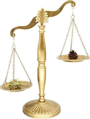 أبراج المجوهرات المعدنية ذات الطراز المعدني ، مقياس العدالة للمحامين ، حامل شمعة المزرعة ، ديكور المنزل المقياس الموازنة بين الأسود - الأسود ، 11.1 "W × 16.5" H. in Saudi Arabia