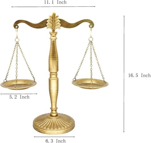 أبراج المجوهرات المعدنية ذات الطراز المعدني ، مقياس العدالة للمحامين ، حامل شمعة المزرعة ، ديكور المنزل المقياس الموازنة بين الأسود - الأسود ، 11.1 "W × 16.5" H. in Saudi Arabia
