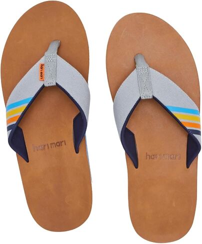 Hari Mari- Del Mar- Men's Premium Full Grain Leather Flip Flop with Nautical Inspired Stripes- No Break Ins, Firm Arch Support, and Cupped Heel in Saudi Arabia
