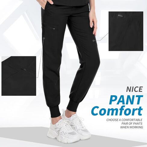 niaahinn Scrubs Top with V-Neck & Multifunctional Pocket Jogger Pants Scrub Suit Medical Uniform for Women in Saudi Arabia