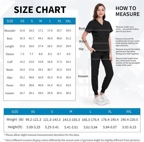 niaahinn Scrubs Top with V-Neck & Multifunctional Pocket Jogger Pants Scrub Suit Medical Uniform for Women in Saudi Arabia