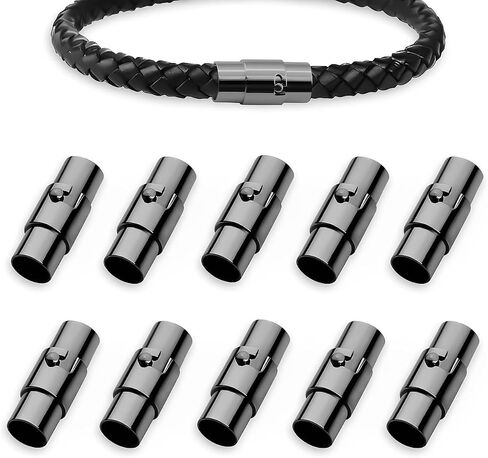 10PCS Black Cord End Caps Bracelet End Caps Locking Bracelet Rope End Cap Cord Ends (Bronze, 4 mm) in Kuwait