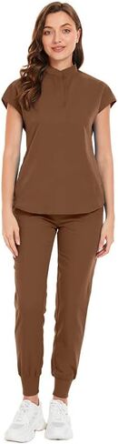 مجموعة Niaahinn Scrub للنساء - Top & Jogger Pant مع جيوب متعددة - بدلة موحدة متوسطة in Saudi Arabia