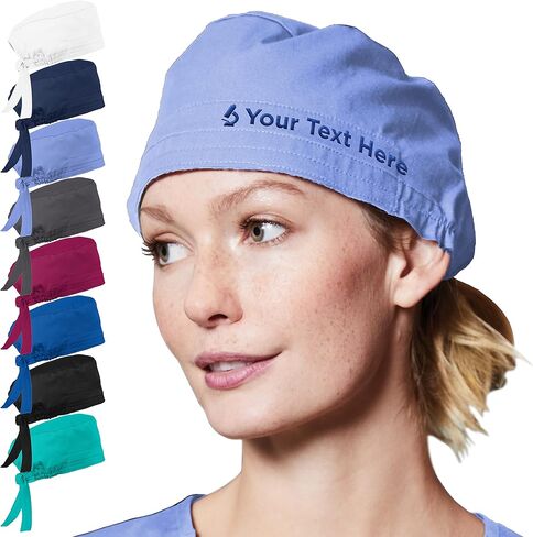 Personalized Embroidered Unisex Scrub Cap w/Medical Specialty ICON & Name, Text, 6 Fonts - Surgical Cap for Women, Men in Kuwait