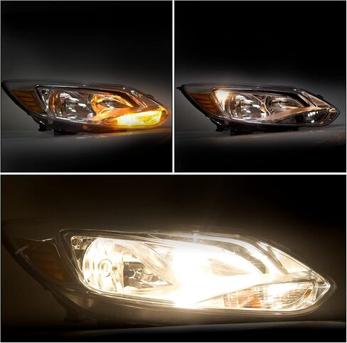 ECOTRIC Pair Headlights Assembly Compatible with 2012-2014 Ford Focus Head Lamps, Bulbs Include, Left+Right Chrome Housing Trim, Halogen Type in Saudi Arabia