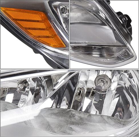 ECOTRIC Pair Headlights Assembly Compatible with 2012-2014 Ford Focus Head Lamps, Bulbs Include, Left+Right Chrome Housing Trim, Halogen Type in Saudi Arabia