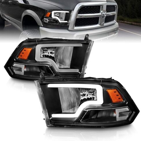 AmeriLite for 2009-2018 Dodge Ram 1500 2500 3500 Truck LED Bar Black Replacement Headlights Pair - Driver and Passenger Side in Kuwait