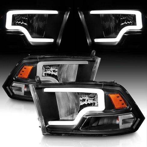 AmeriLite for 2009-2018 Dodge Ram 1500 2500 3500 Truck LED Bar Black Replacement Headlights Pair - Driver and Passenger Side in Kuwait