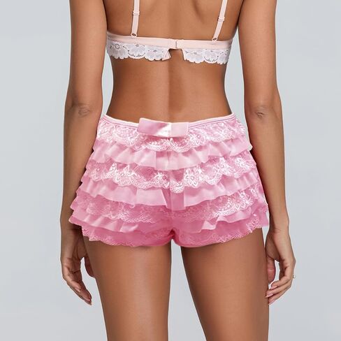 Women Y2K Lolita Bloomers Lace Mesh Ruffle Fairy Short Sexy Layered Pettipants Coquette Boy Shorts in Saudi Arabia
