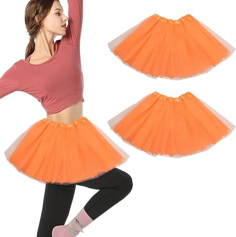 2 PCS Women's Ballet Tutu Skirt, Fluffy Tulle Skirts with Elastic Waist Colored Tutus for Dance, Ballet, Runners Costume in Saudi Arabia