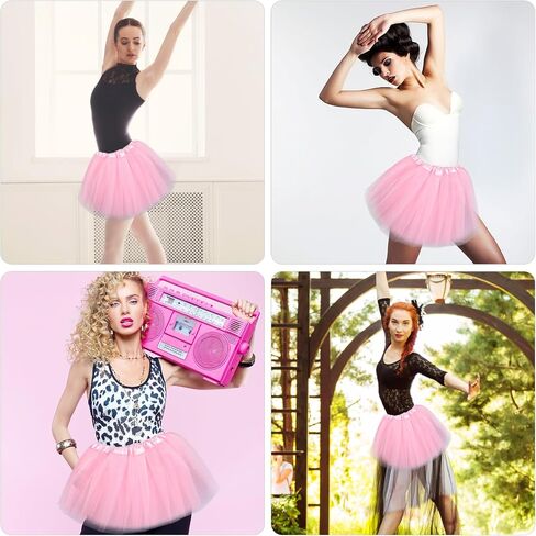 2 PCS Women's Ballet Tutu Skirt, Fluffy Tulle Skirts with Elastic Waist Colored Tutus for Dance, Ballet, Runners Costume in Saudi Arabia
