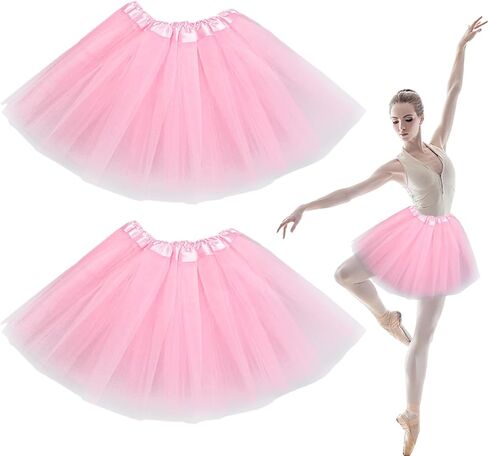 2 PCS Women's Ballet Tutu Skirt, Fluffy Tulle Skirts with Elastic Waist Colored Tutus for Dance, Ballet, Runners Costume in Saudi Arabia