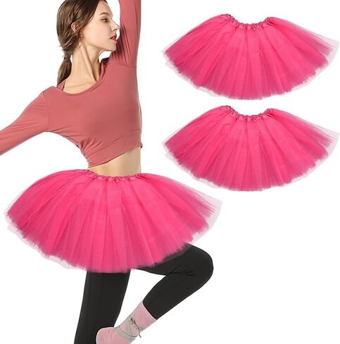 2 PCS Women's Ballet Tutu Skirt, Fluffy Tulle Skirts with Elastic Waist Colored Tutus for Dance, Ballet, Runners Costume in Saudi Arabia