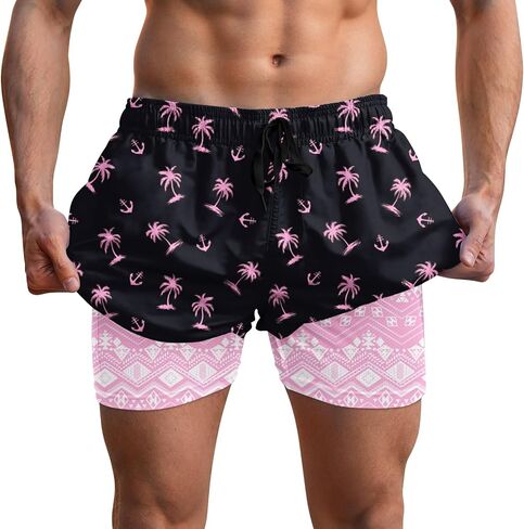 westwolf Men Swim Trunks 5.5 Inch Board Shorts 2 in 1 Swimwear with Compression Liner in Kuwait