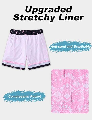 westwolf Men Swim Trunks 5.5 Inch Board Shorts 2 in 1 Swimwear with Compression Liner in Kuwait