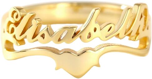 14K Gold Personalized Name Ring Custom customized Name 10K/14K/18K Solid Gold Adjustable Nameplate Made with Any Name Promise Ring Jewelry Gift for Women in Kuwait