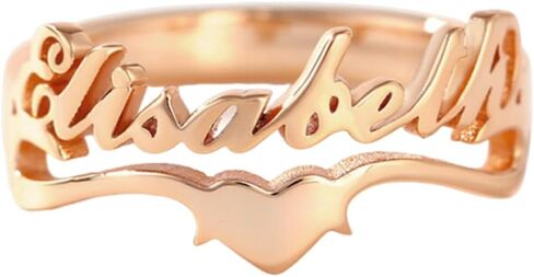14K Gold Personalized Name Ring Custom customized Name 10K/14K/18K Solid Gold Adjustable Nameplate Made with Any Name Promise Ring Jewelry Gift for Women in Kuwait
