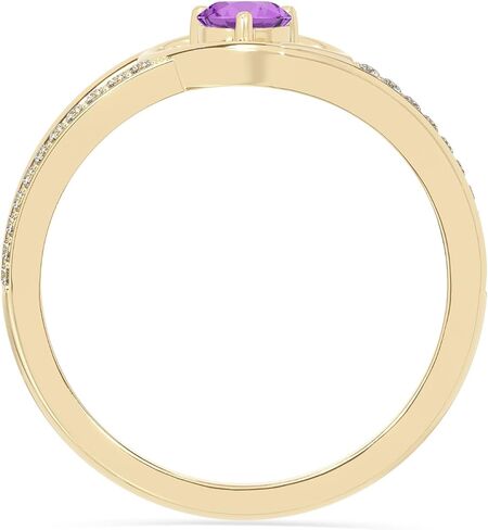 Natural Gemstone Heart Promise Rings with Moissanite for Women in 925 Silver/18K Yellow/Rose Gold Vermeil, Birthstone Jewelry Gifts for Her Birthday, Wedding Anniversary, Christmas, Mothers Day in Saudi Arabia