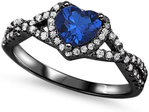 Blue Apple Co. Art Deco Promise Ring Heart Halo Round Cubic Zirconia Split Shank Twisted Infinity Vintage Style Wedding Engagement Rings For Women 925 Sterling Silver Gifts For Her in Saudi Arabia