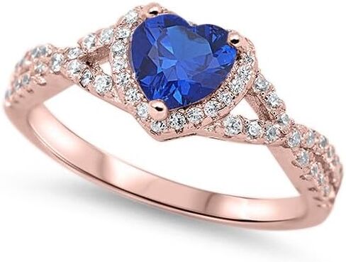 Blue Apple Co. Art Deco Promise Ring Heart Halo Round Cubic Zirconia split Shank Twisted Infinity Vintage Style Compling Exagning for Women 925 Sterling Silver Gifts for Her in Kuwait