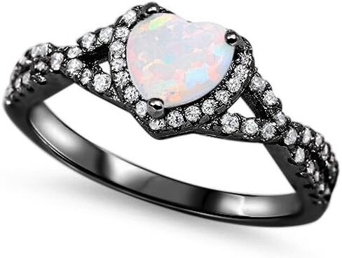 Blue Apple Co. Art Deco Promise Ring Heart Halo Round Cubic Zirconia split Shank Twisted Infinity Vintage Style Compling Exagning for Women 925 Sterling Silver Gifts for Her in Kuwait