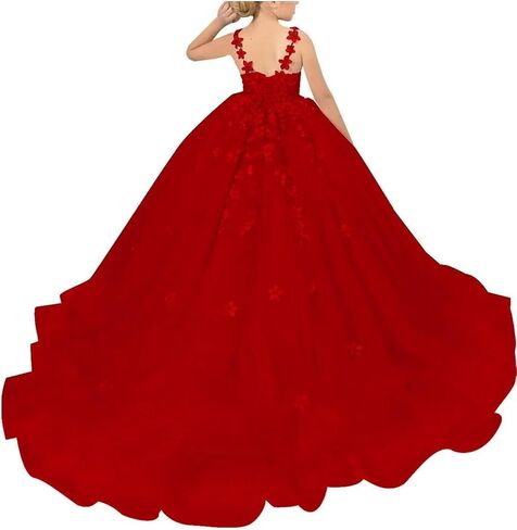 Tulle Flower Girl Dress for Wedding Lace Applique Pageant Dress First Communion Puffy Ball Gown for Girls Party Dress in Saudi Arabia