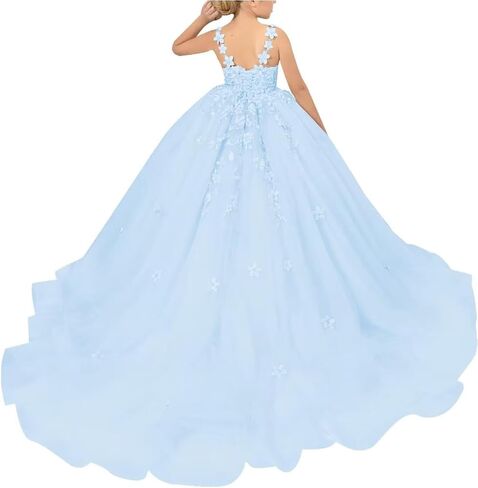 Tulle Flower Girl Dress for Wedding Lace Applique Pageant Dress First Communion Puffy Ball Gown for Girls Party Dress in Saudi Arabia